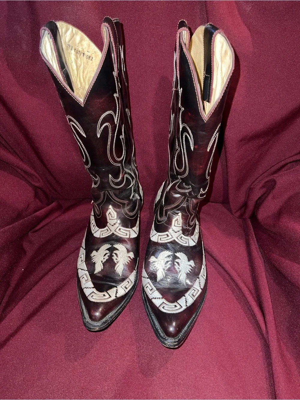 Men’s Dark brown Western Cowboy Boots with White Stitching